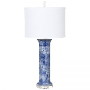 Blue Table Lamp With White Shade