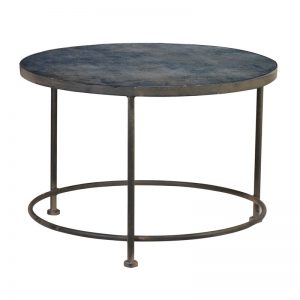Prussian Blue Pattern Glass Top Coffee Table