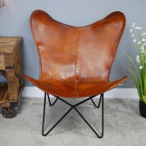 696123 Butterfly Brown Leather Chair