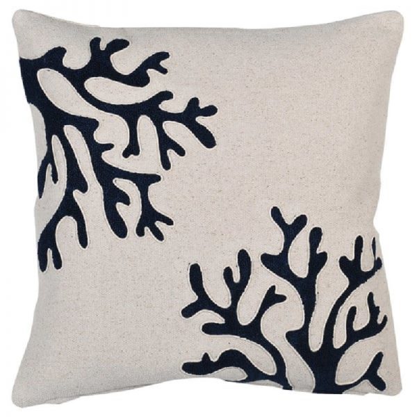 Cushion Cover with Blue Coral Design