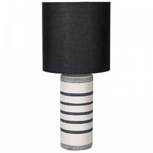 Black & White Stripes Lamp with Black Shade