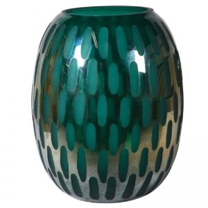 Large Green and Gold Glass Vase