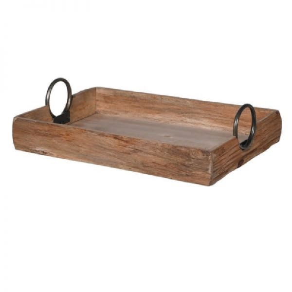 Wooden Tray with Ring Handles