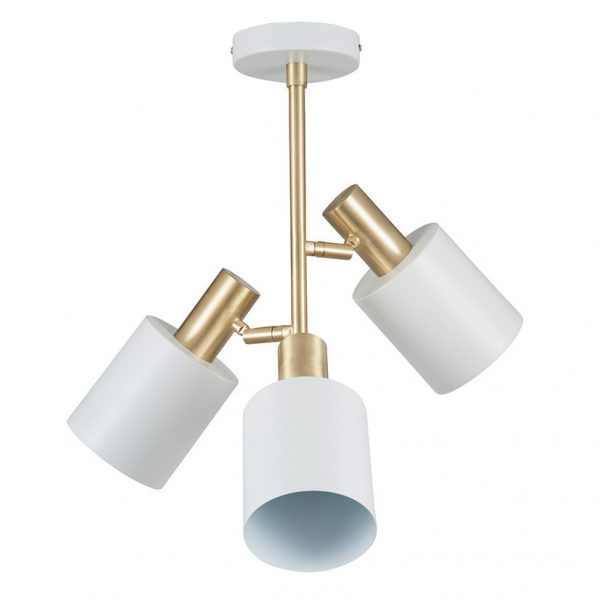 Biba White & Brass 3 Light Ceiling Pendant