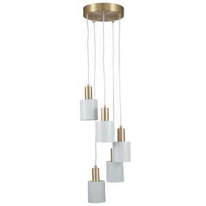 Biba White and Gold Five Drop Pendant Light