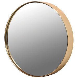 Small Gold Rim Round Mirror