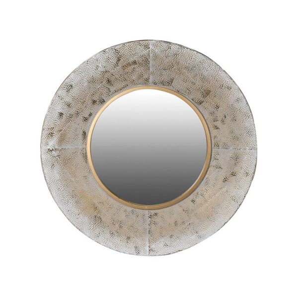 White-and-Gold-Distressed-Round-Mirror