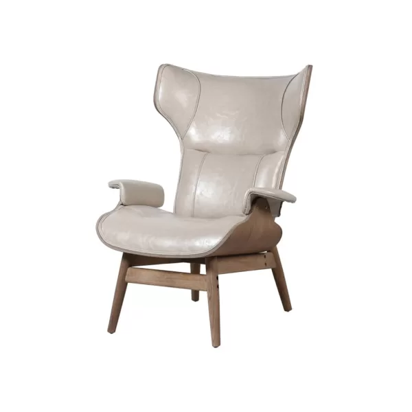 Leather-Armchair-with-Timber-Legs---Grey