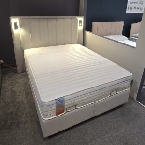 Ankara Storage Bed With Lights (Pearl Grey) (Price as per 5ft Size)
