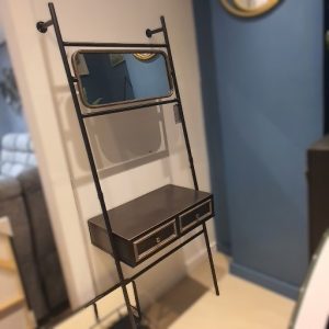 Black and Antique Gold Console Unit with Mirror (Floor Model)